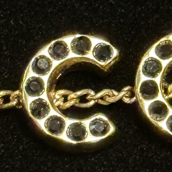 Chanel 01A COCO Gold Coloured Chain Bracelet with Black Rhinestones - Picture 4 of 13
